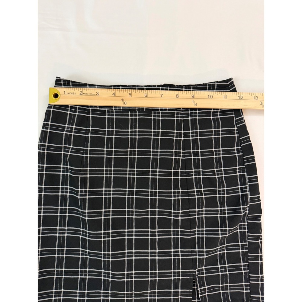 Garage Black White Plaid Mini Skirt Front Slit High Waisted Size xs - Picture 2 of 6